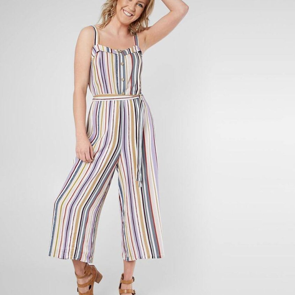 Daytrip Striped Wide Leg Cropped Jumpsuit
